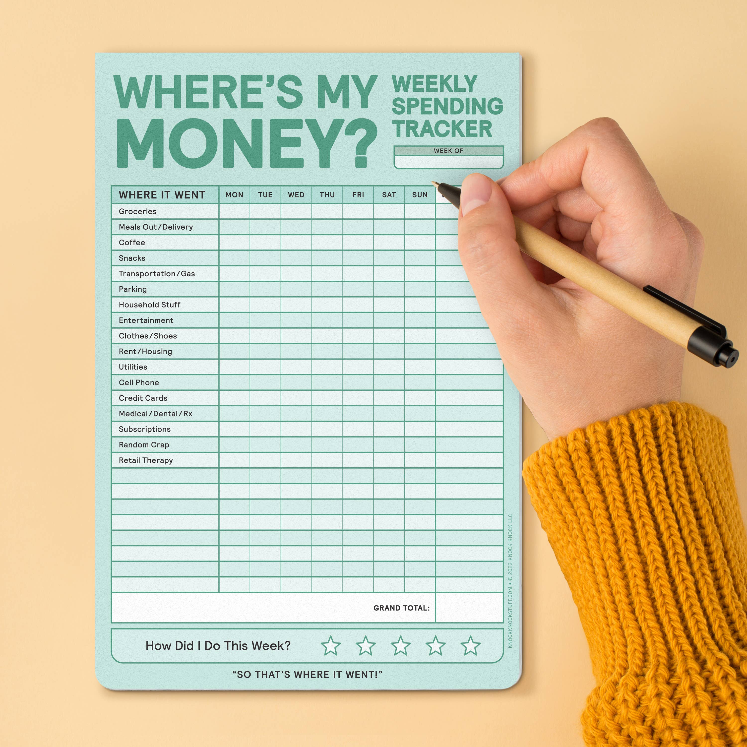 Knock Knock Where's My Money Weekly Budget Tracker Pad (Past