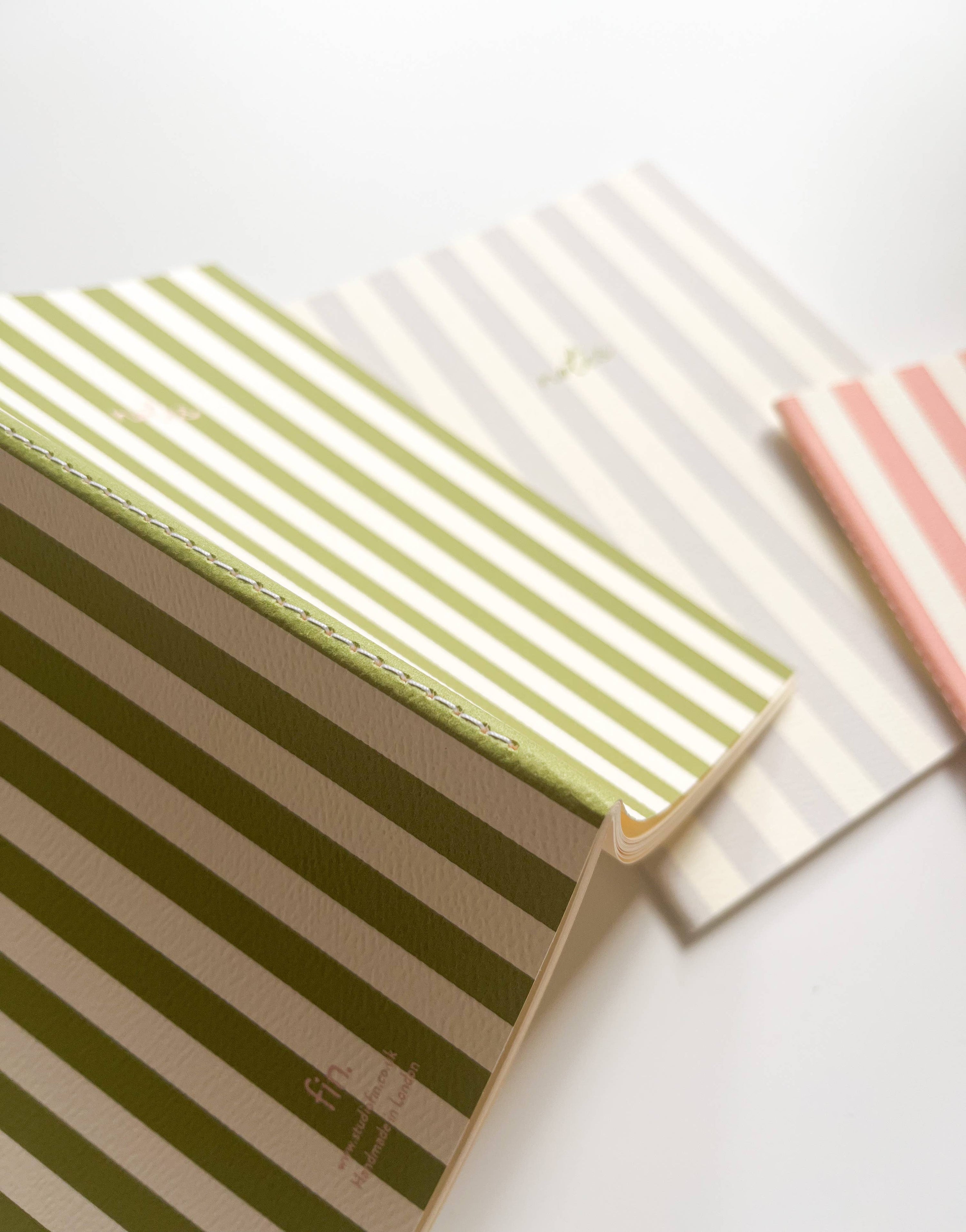 Striped Notebook with Contrast Color: A5 / Pink