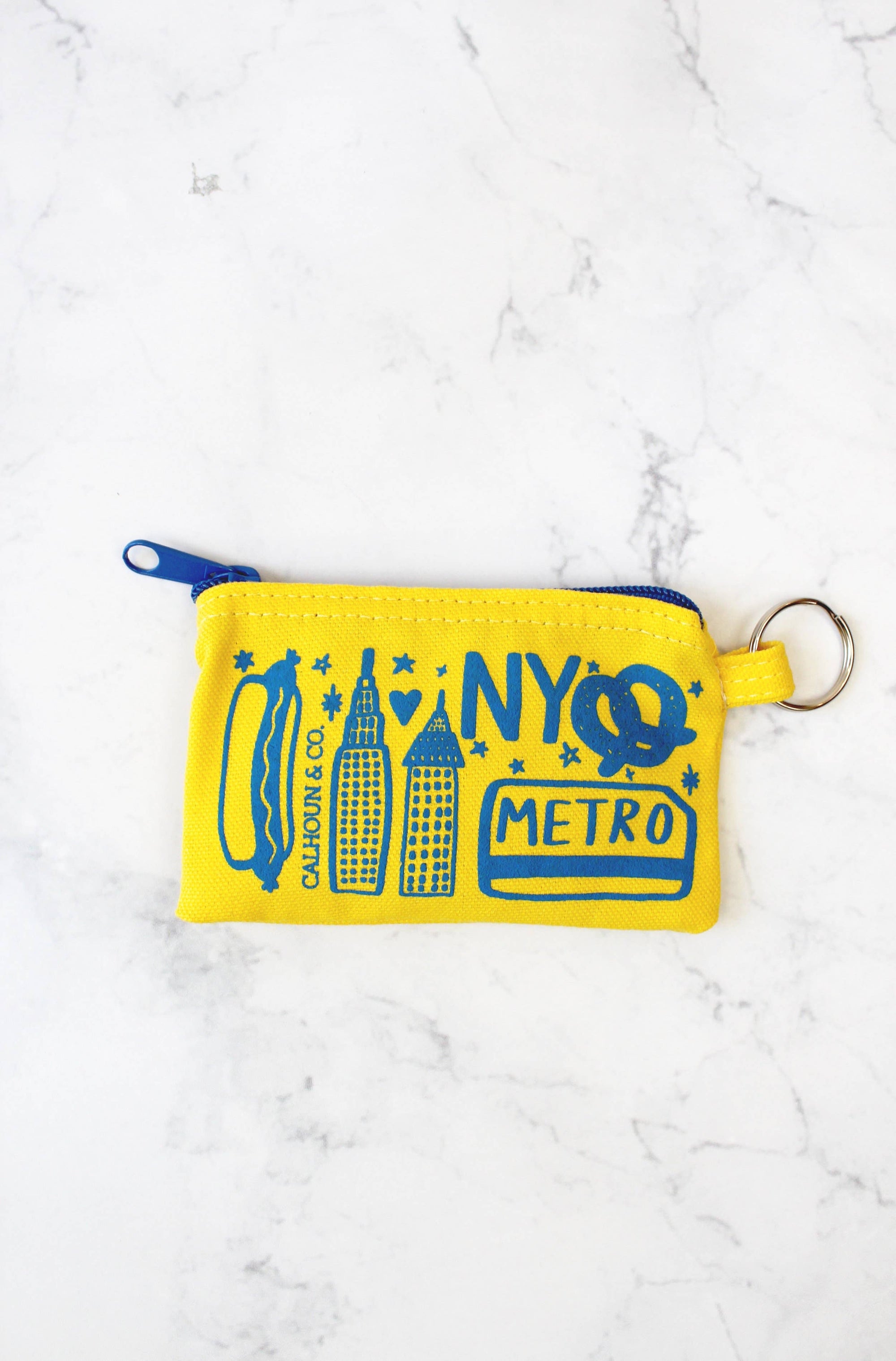 New York Zipper Card Pouch with Keyring: METRO CARD