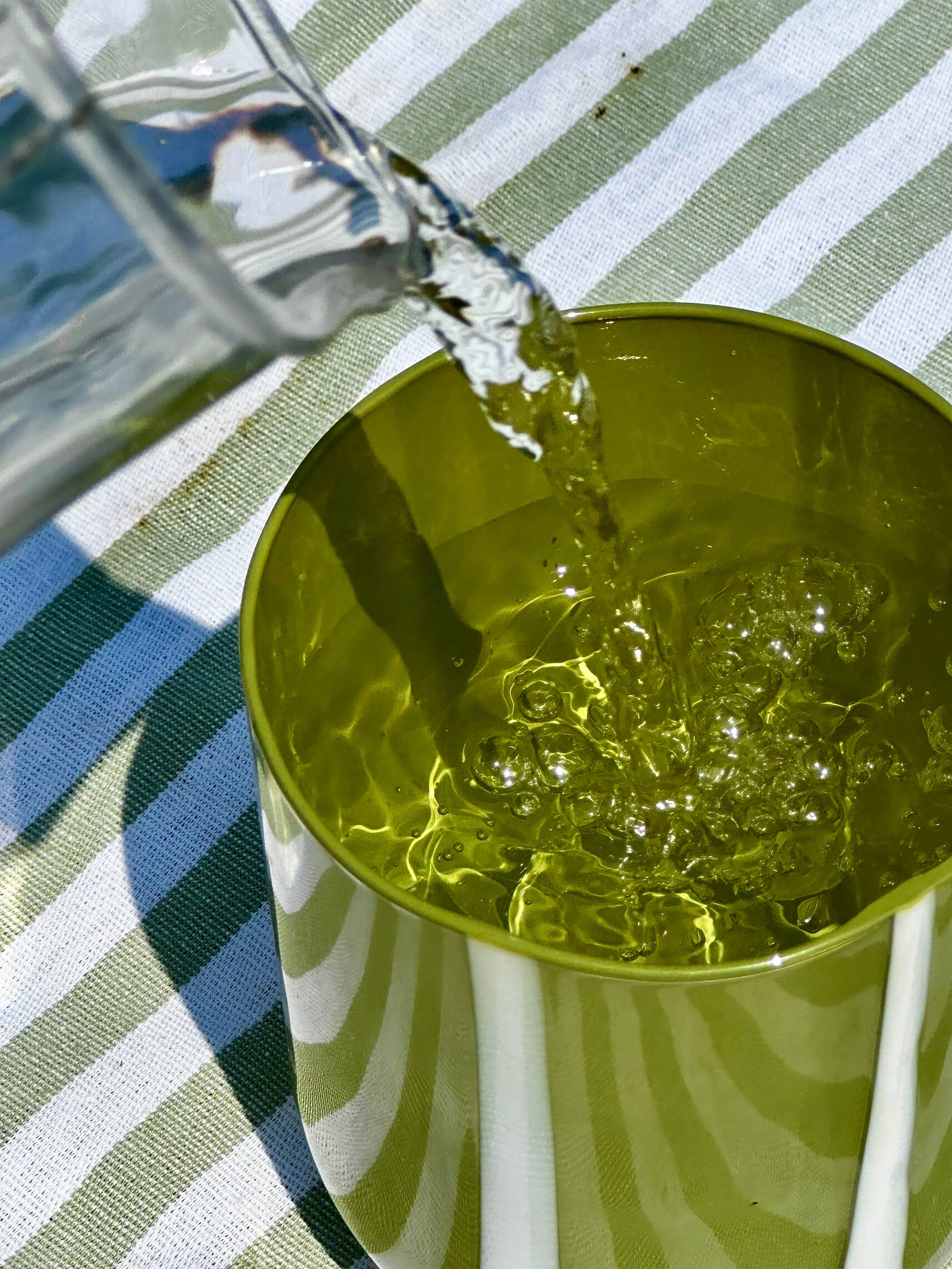 Atina Glassware: Olive & White