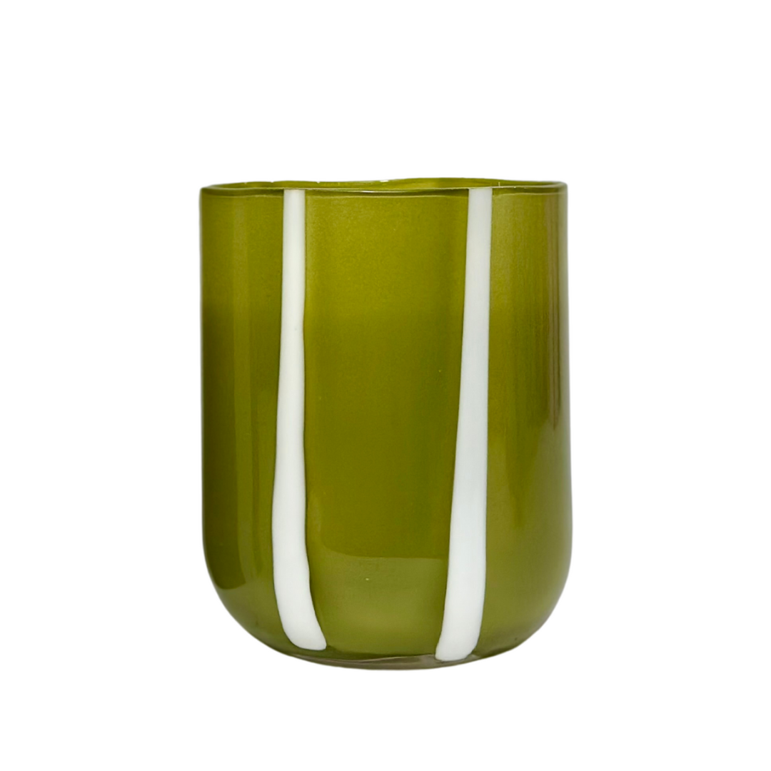 Atina Glassware: Olive & White