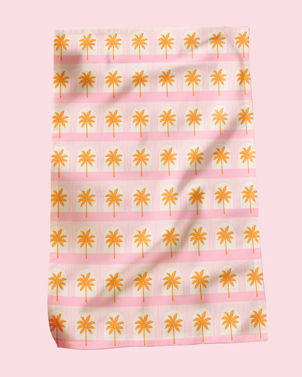 Palm Tile Pink Tea Towel