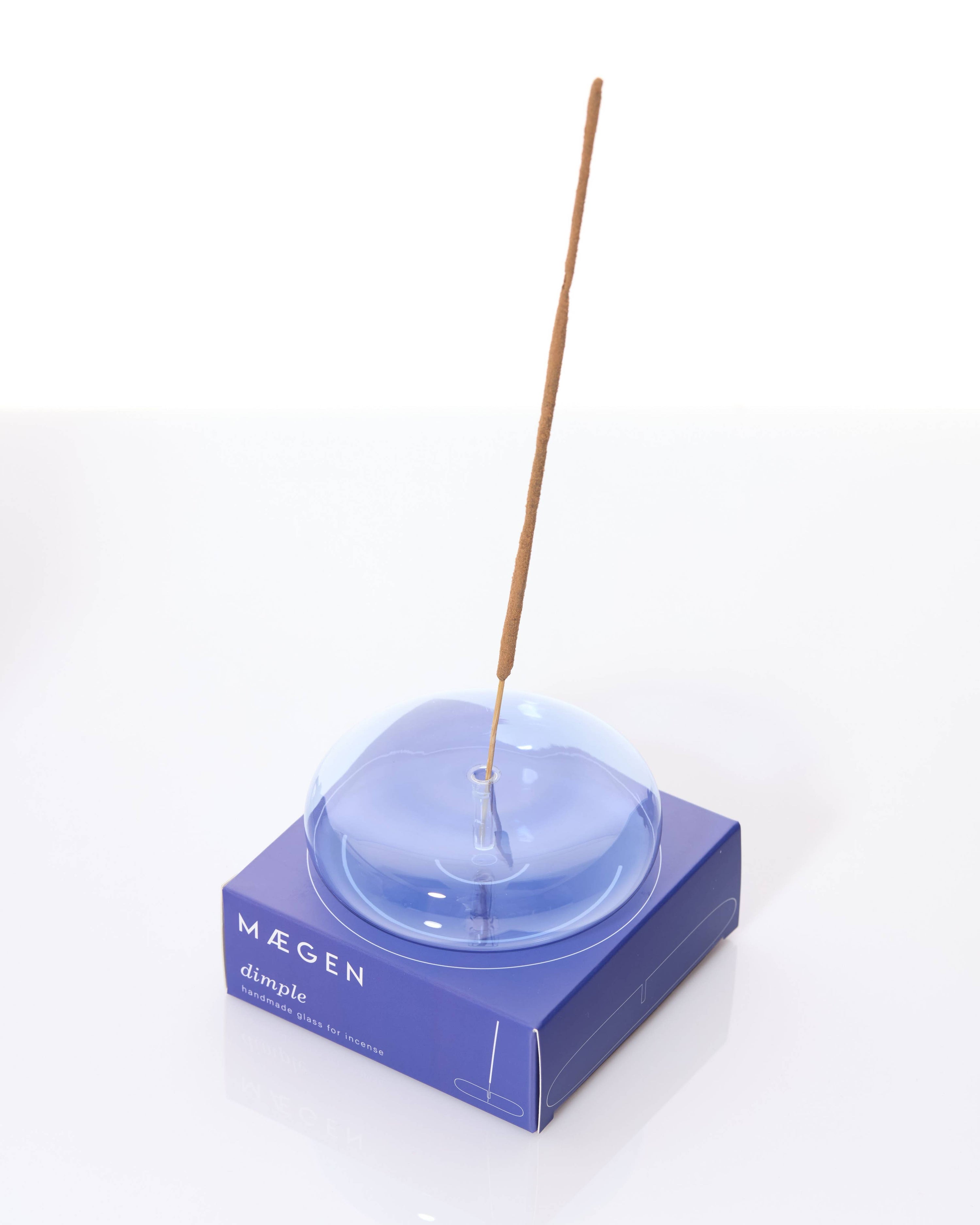 Dimple - Hand Blown Glass Incense Holder Blue