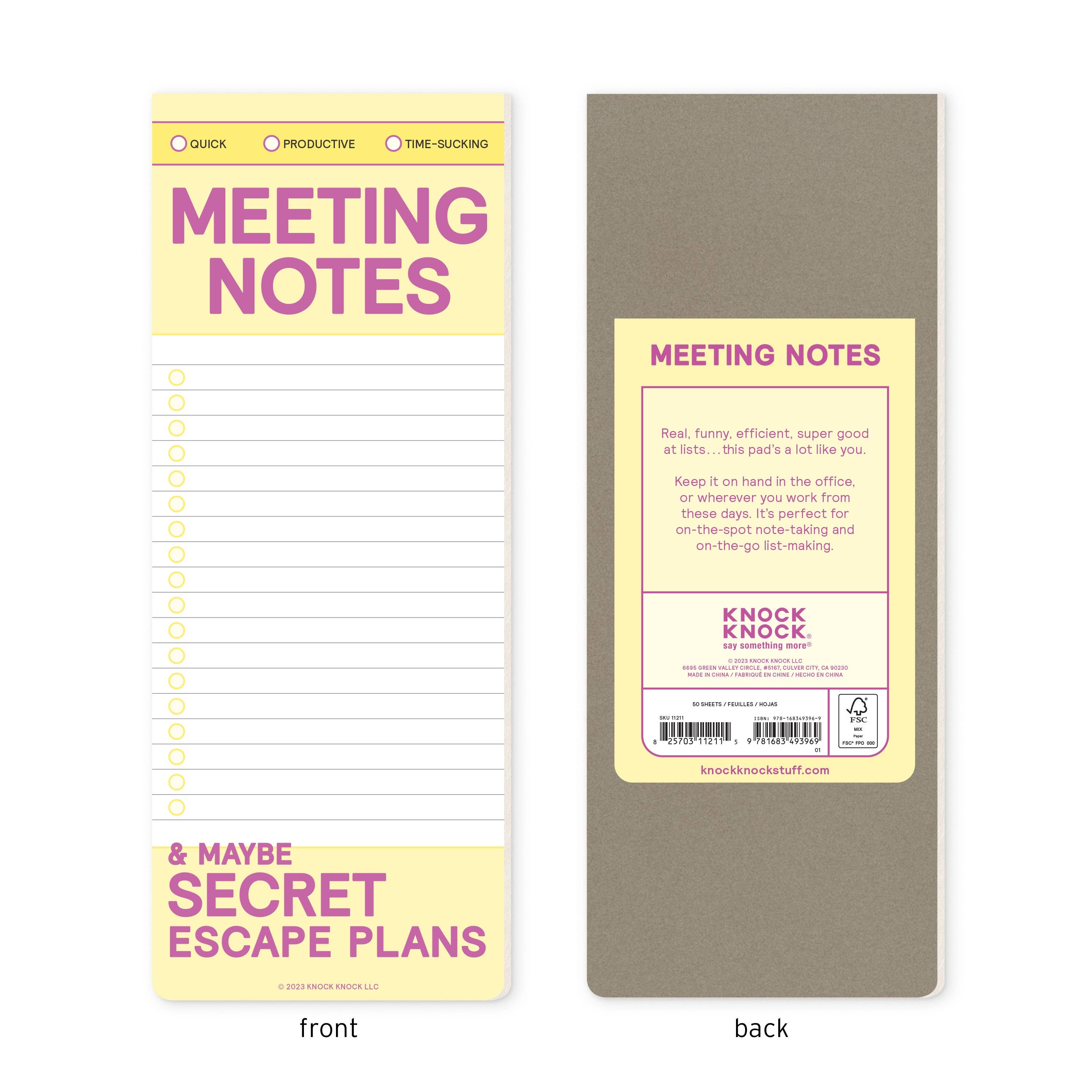 Knock Knock Meeting Notes Make-a-List Pads